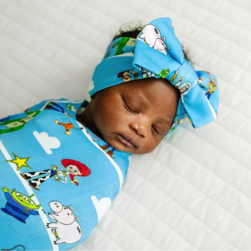 NWT Disney Toy Story Little Sleepies Swaddle Blanket with Headband